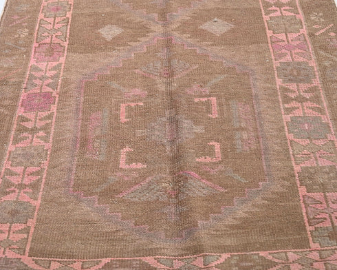 13 Ft Vintage Brown Persian Style Hand Knotted Low Pile Wool Runner Rug